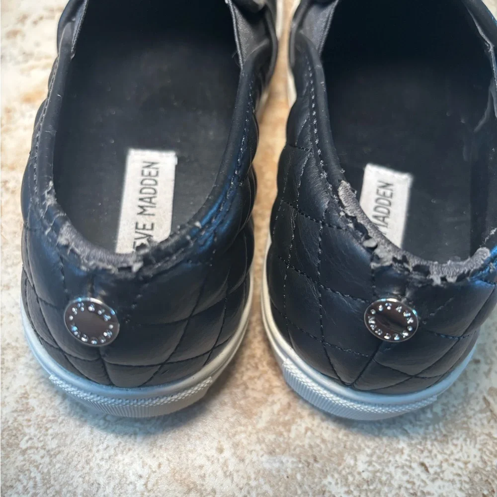 Steve Madden Black Quilted Slip-On Loafers